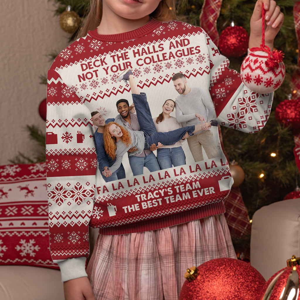 Schmücke die Hallen, aber nicht deine Kollegen – personalisierter hässlicher Pullover für Kollegen