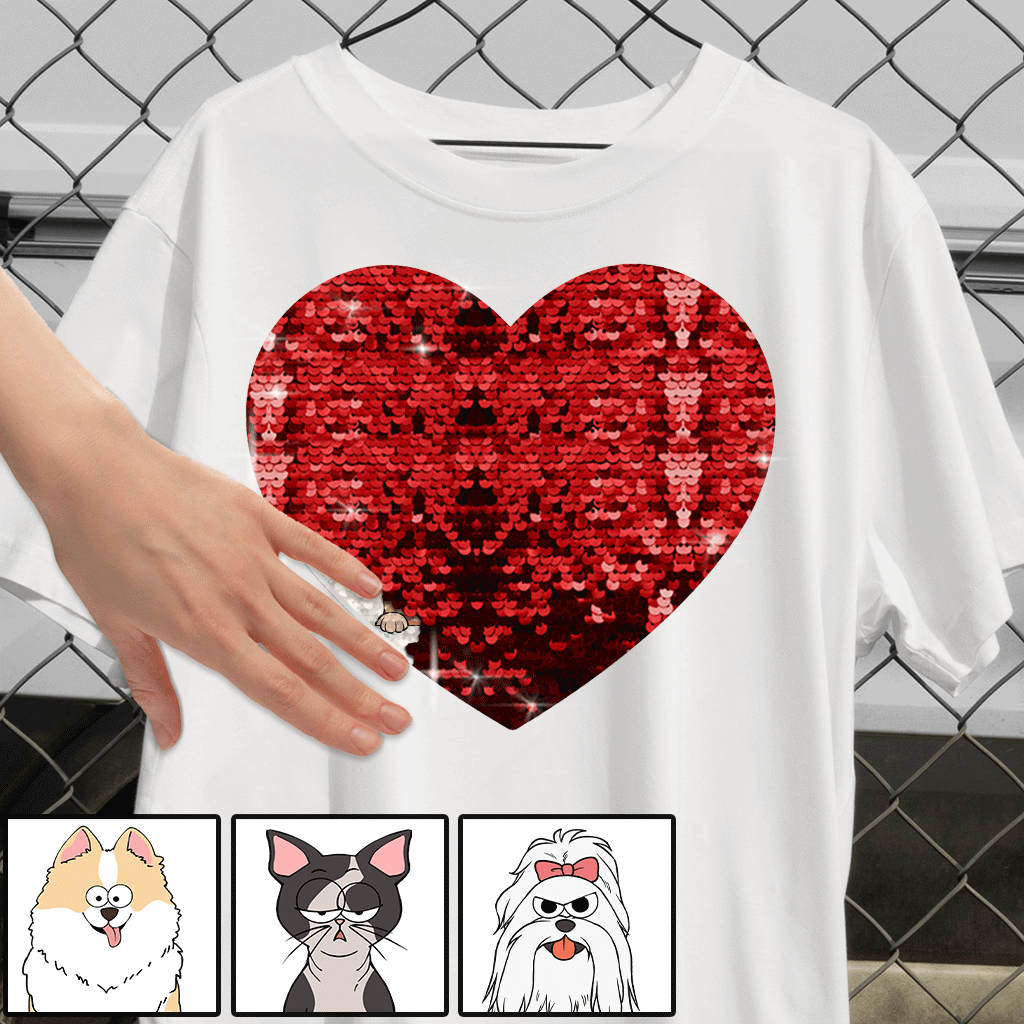 Doppeltes Vergnügen – Geschenk für Hundeliebhaber – Personalisiertes Pailletten-T-Shirt