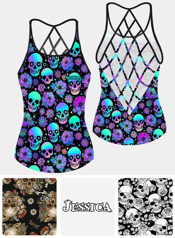 Buntes Totenkopfmuster – Personalisiertes Tanktop mit Totenkopfkreuz