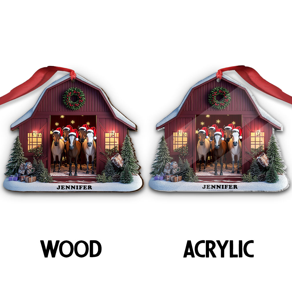 Christmas Horse Barn House - Personalized Horse Ornament