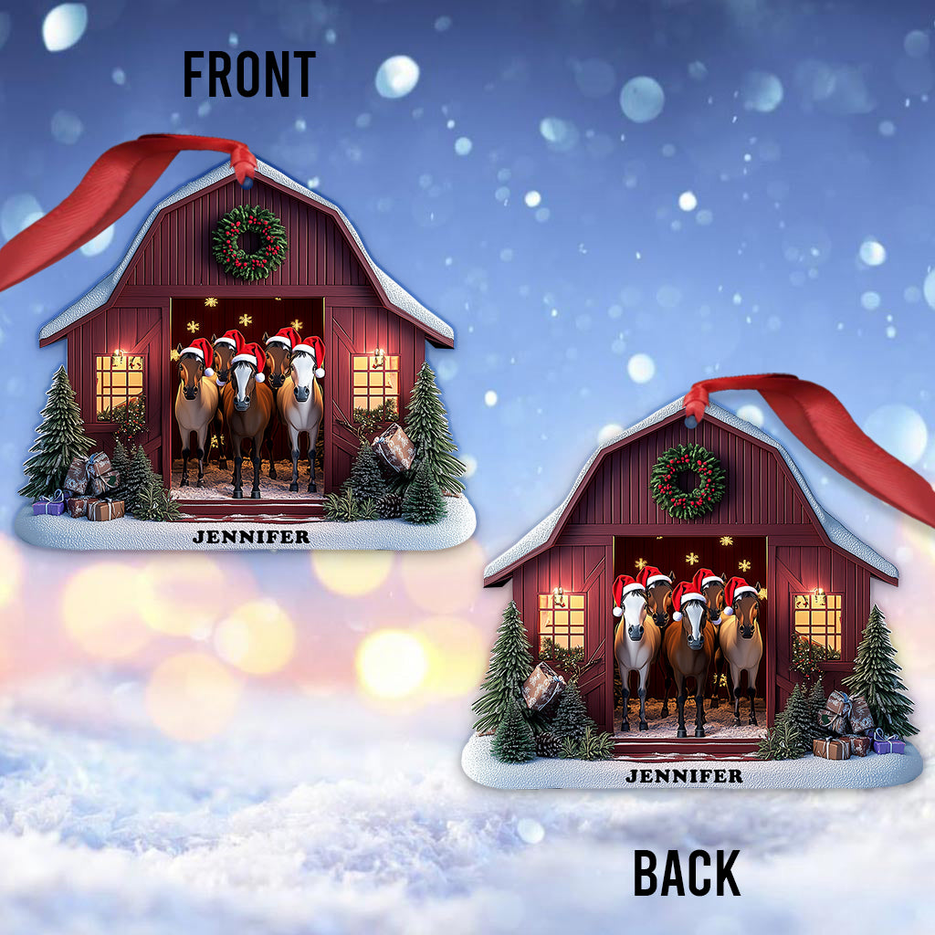 Christmas Horse Barn House - Personalized Horse Ornament