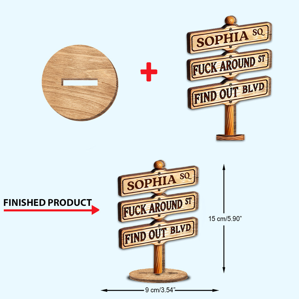 „Versuch’s doch mal!“ – Personalisierte, freistehende Holzplakette für Kollegen