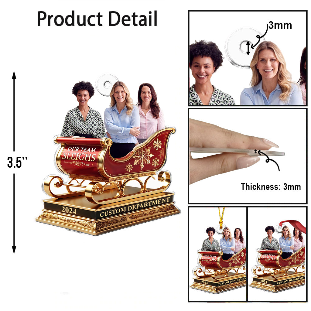 Our Team Sleigh, Colleagues Christmas Gifts - Personalized Colleague Custom Shaped Ornament
