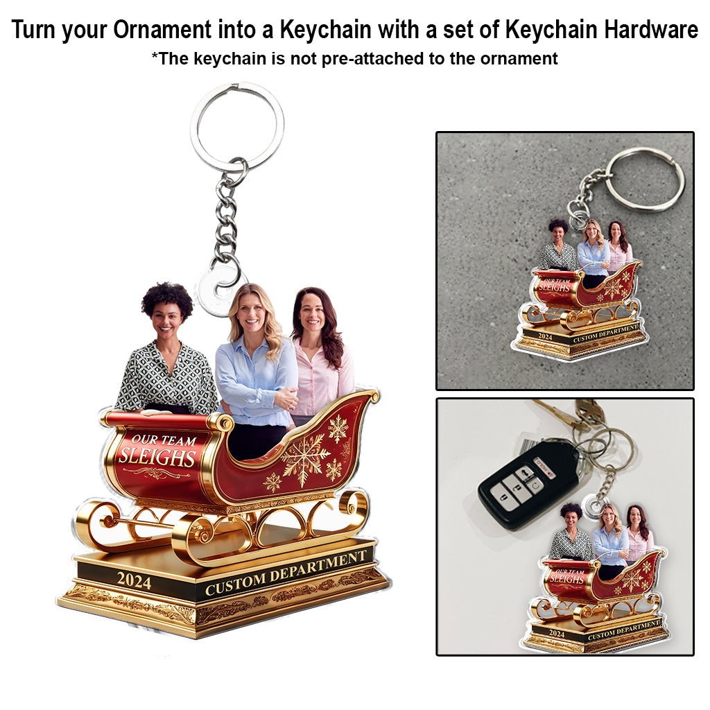 Our Team Sleigh, Colleagues Christmas Gifts - Personalized Colleague Custom Shaped Ornament