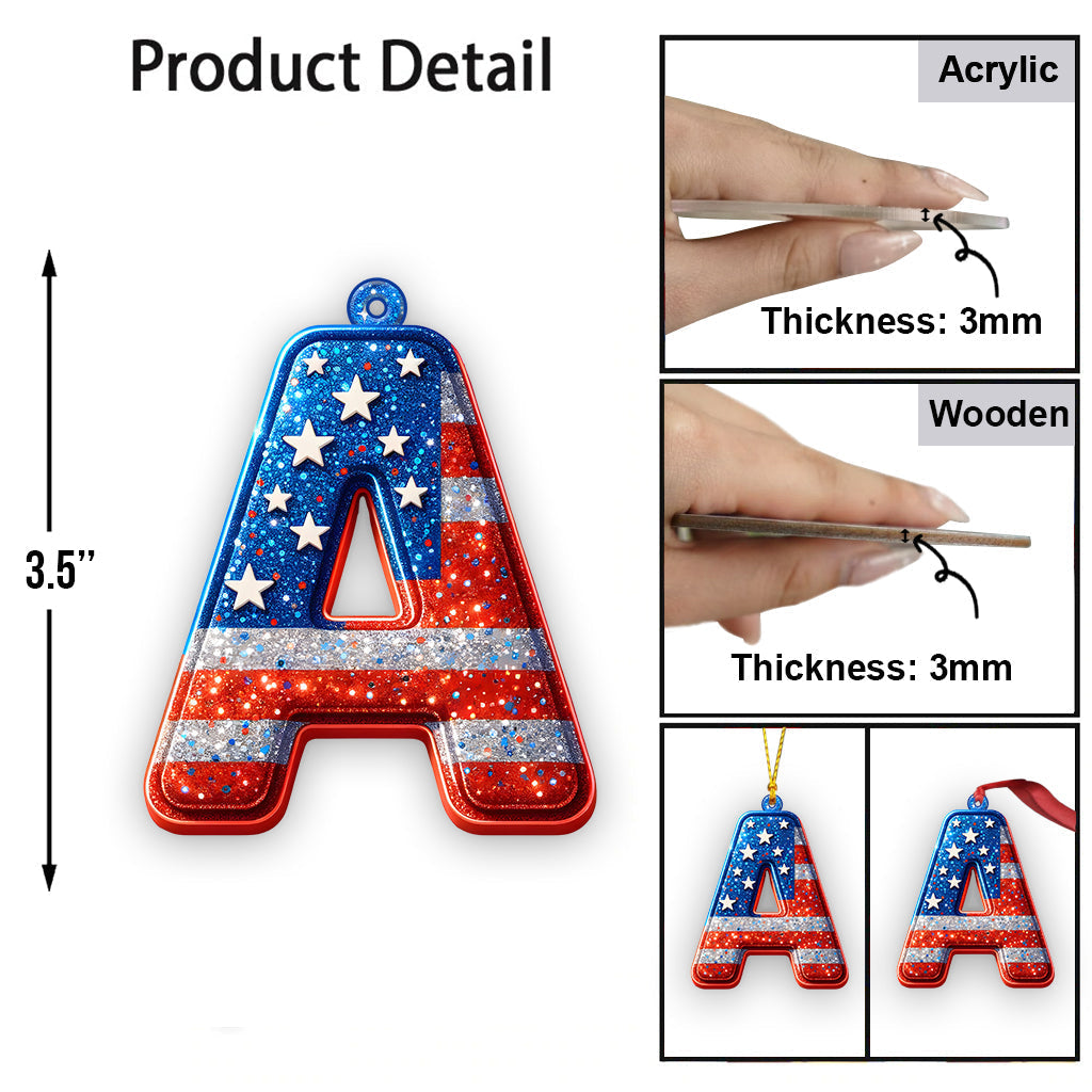 Beliebiger Buchstabe der amerikanischen Flagge - Personalisierter Familienschmuck
