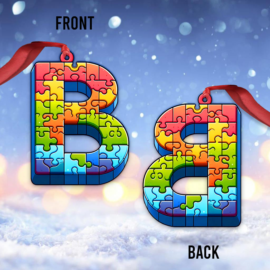 Any Letter Puzzle - Personalized Autism Awareness Ornament