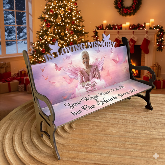 Christmas In Loving Memory Personalized Wooden Bench - A Memorial Gift to Honor Loved Ones