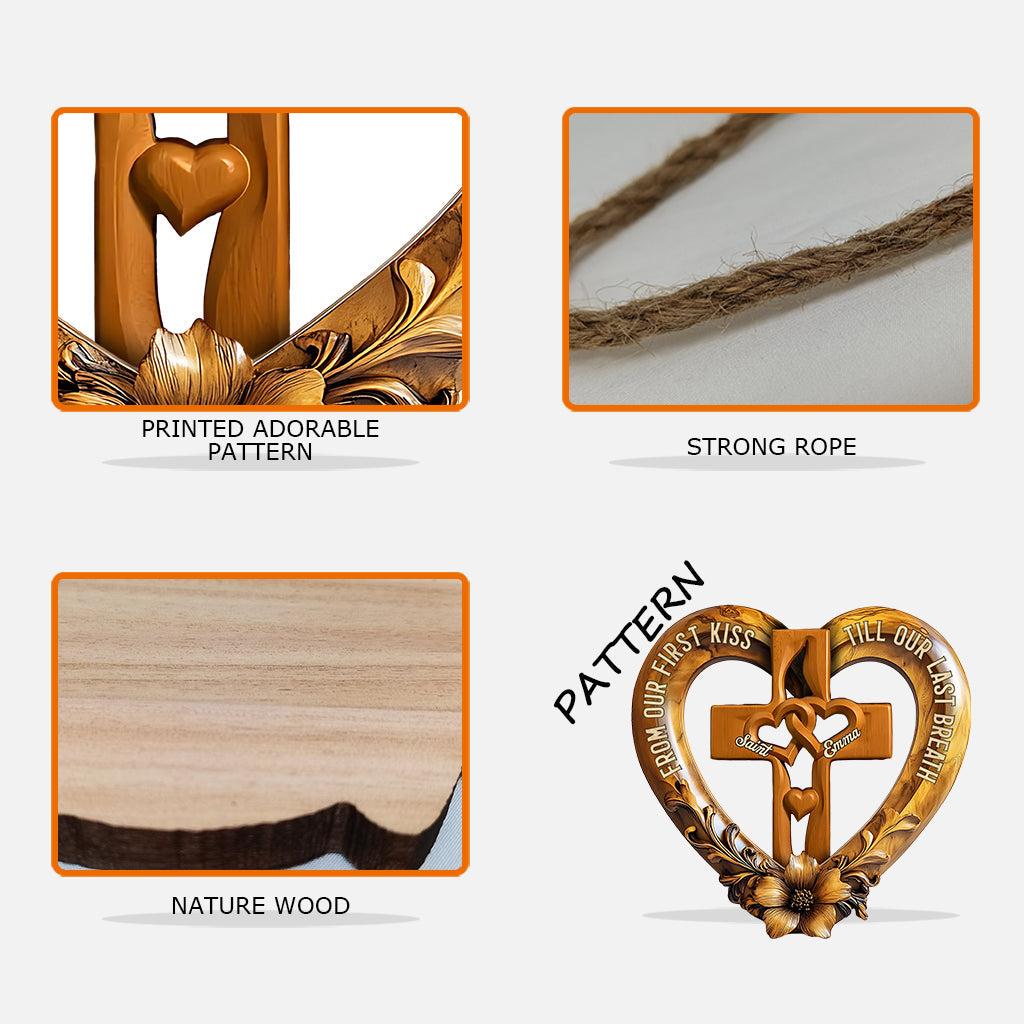 Von unserem ersten Kuss – personalisiertes Holzschild in individueller Pärchenform