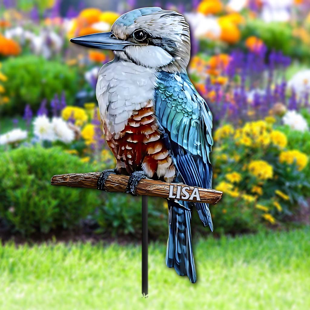 Blauer Kookaburra – Personalisierte Gartendekoration aus Metall