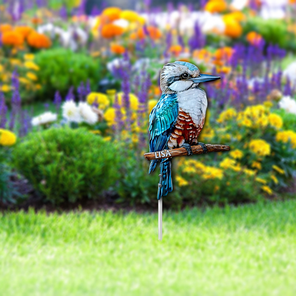 Blauer Kookaburra – Personalisierte Gartendekoration aus Metall