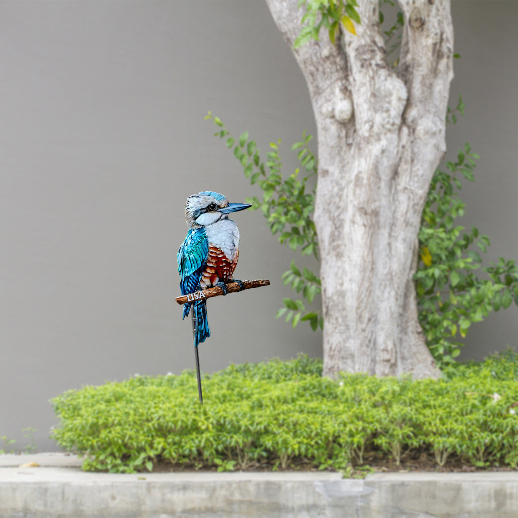 Blauer Kookaburra – Personalisierte Gartendekoration aus Metall