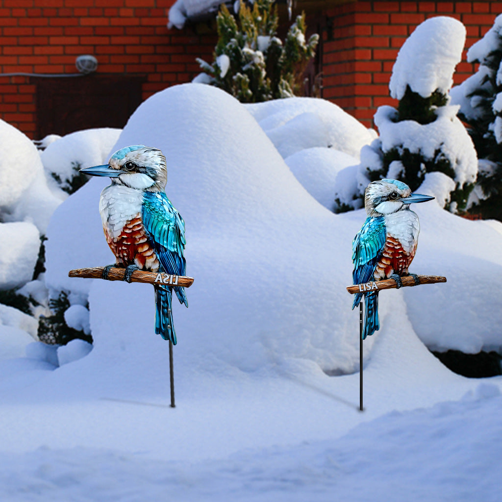 Blauer Kookaburra – Personalisierte Gartendekoration aus Metall