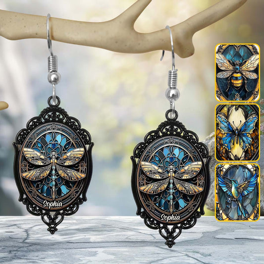 Vintage Dragonfly, Butterfly... - Personalized Gardening Earrings