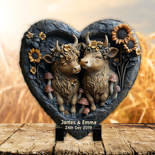 Happy Couple Country Style - Personalized Heart Shaped Stone