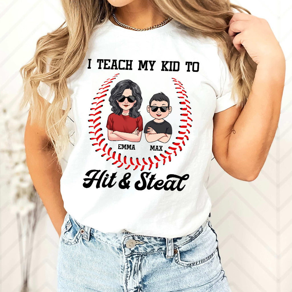 Ich bringe meinem Kind Baseball bei – personalisiertes T-Shirt und Hoodie