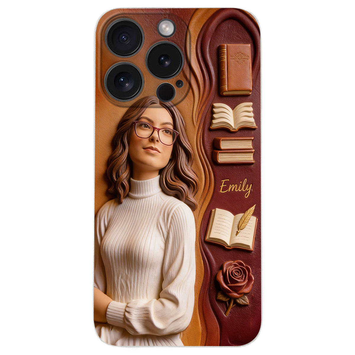 Custom Any Photo Love Books - Personalized Book 3D Embossed Leather Phone Case