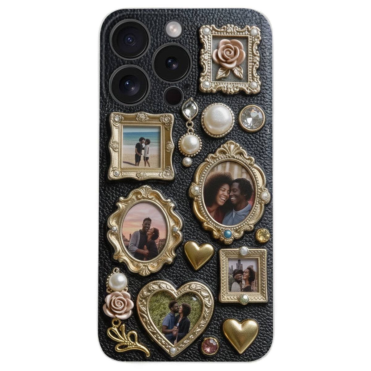 Couple Photo Frame Unique Gift - Personalized Couple Leather Phone Case