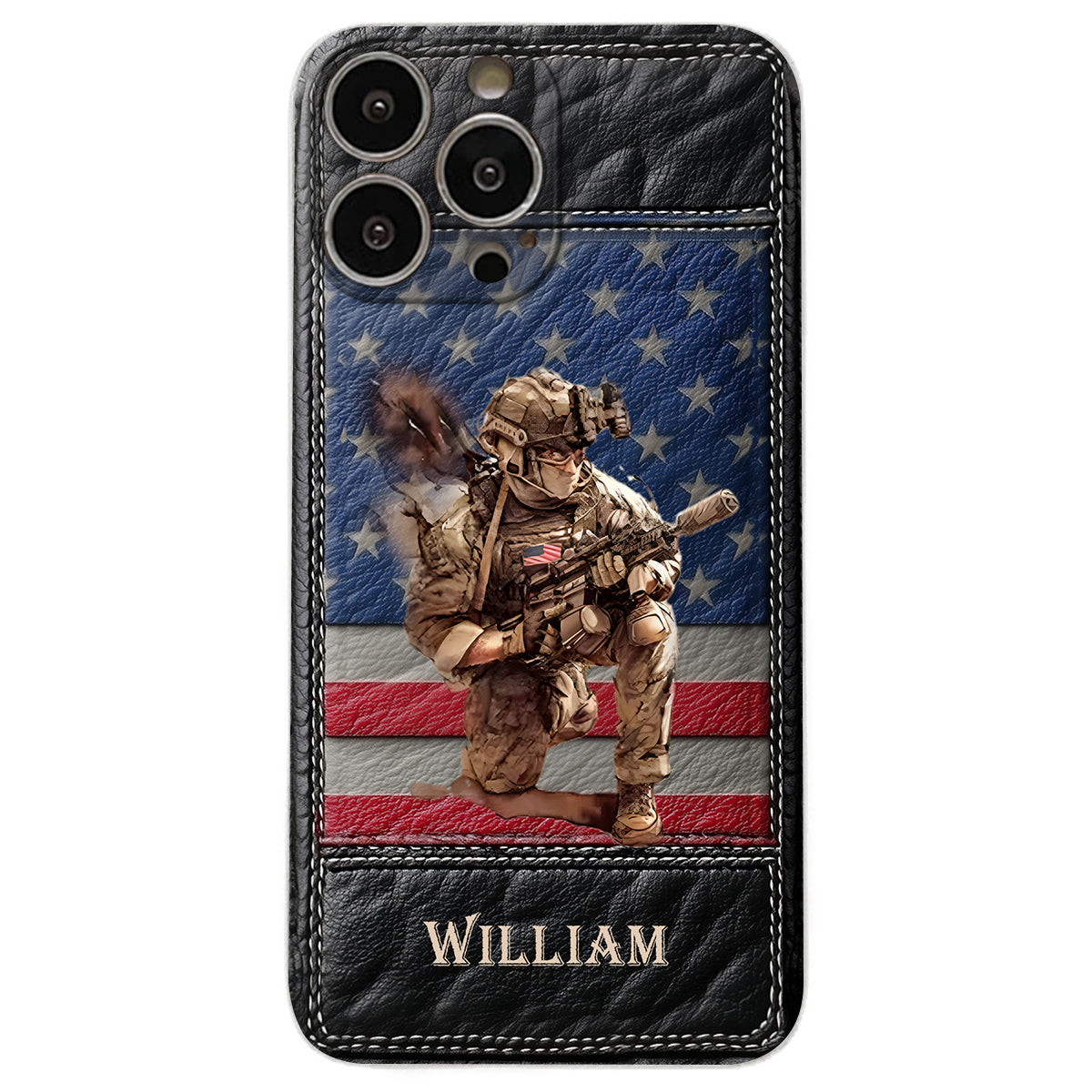 Military Art - Personalized Veteran Leather Phone Case