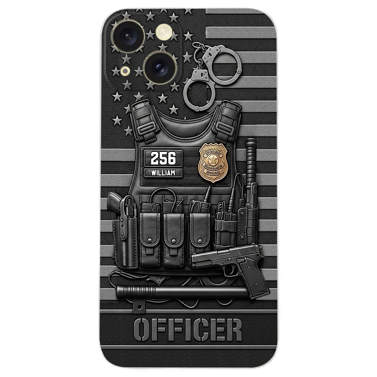 Serve And Protect - Personalized Police Officer Leather Phone Case