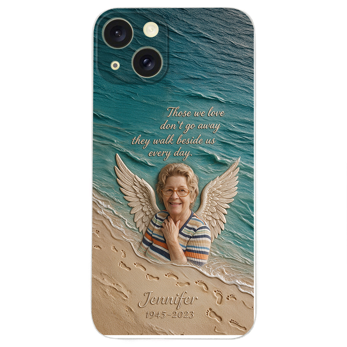 They Walk Beside Us - Personalized Memorial 3D Embossed Leather Phone Case