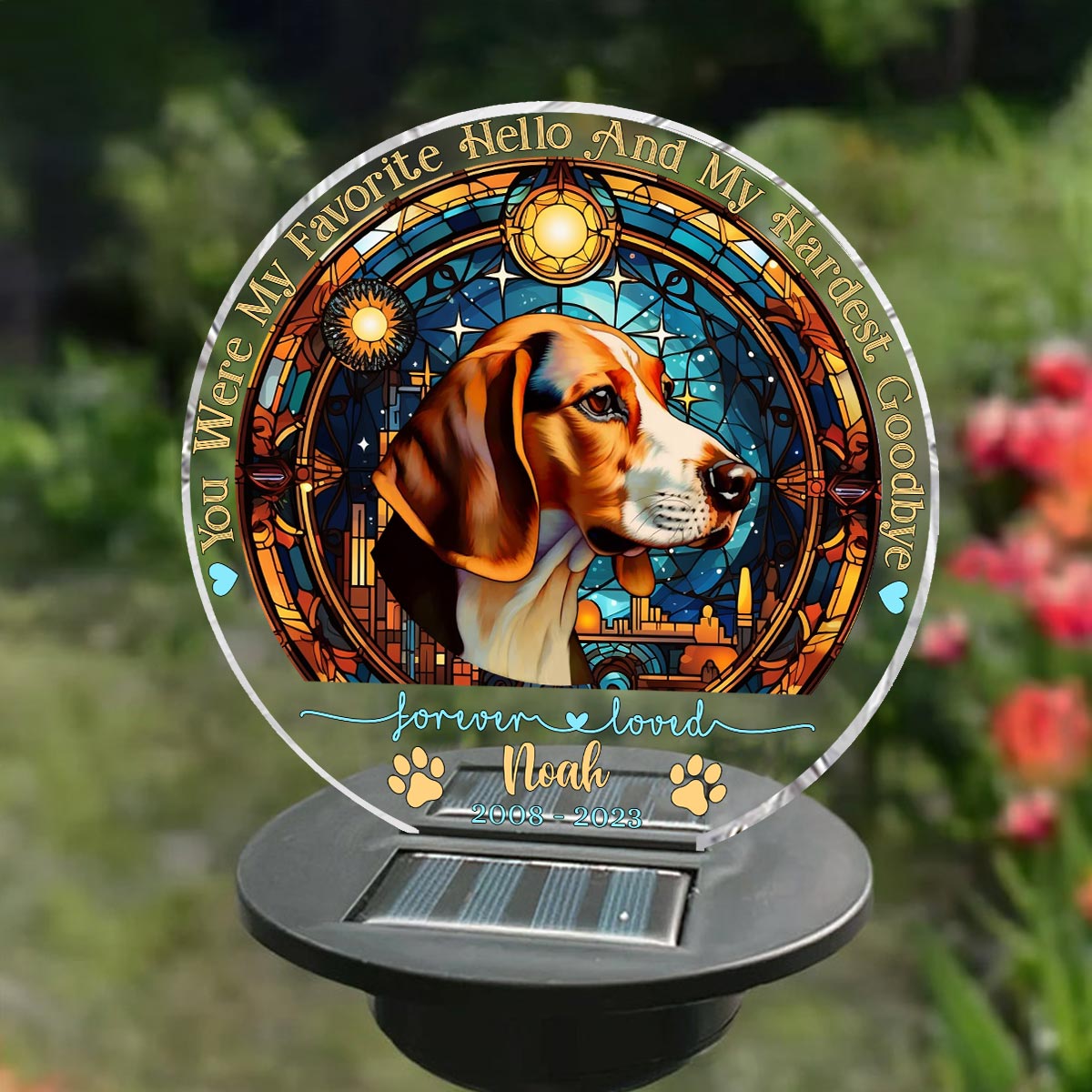 Du warst mein Liebling! Hallo – Personalisierte Solar-Gartenleuchte für Hunde