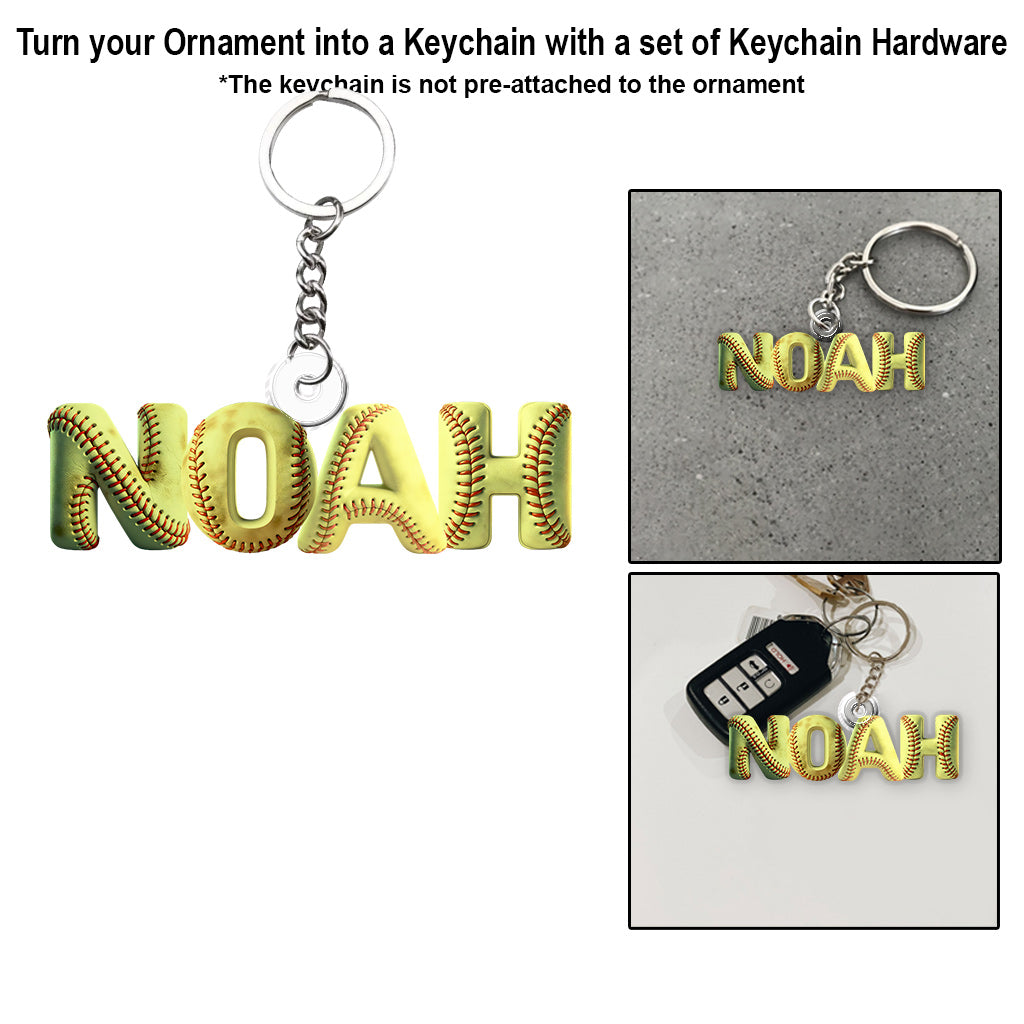 Softball Name Ornament - Personalized Softball Custom Shaped Ornament