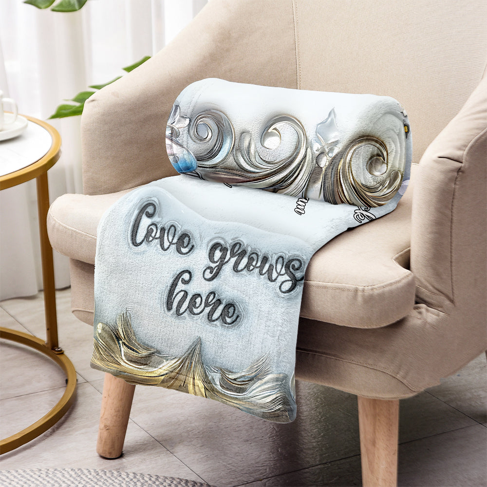 Oma mit Geburtsblume des Enkelkindes – personalisierte Oma-Decke