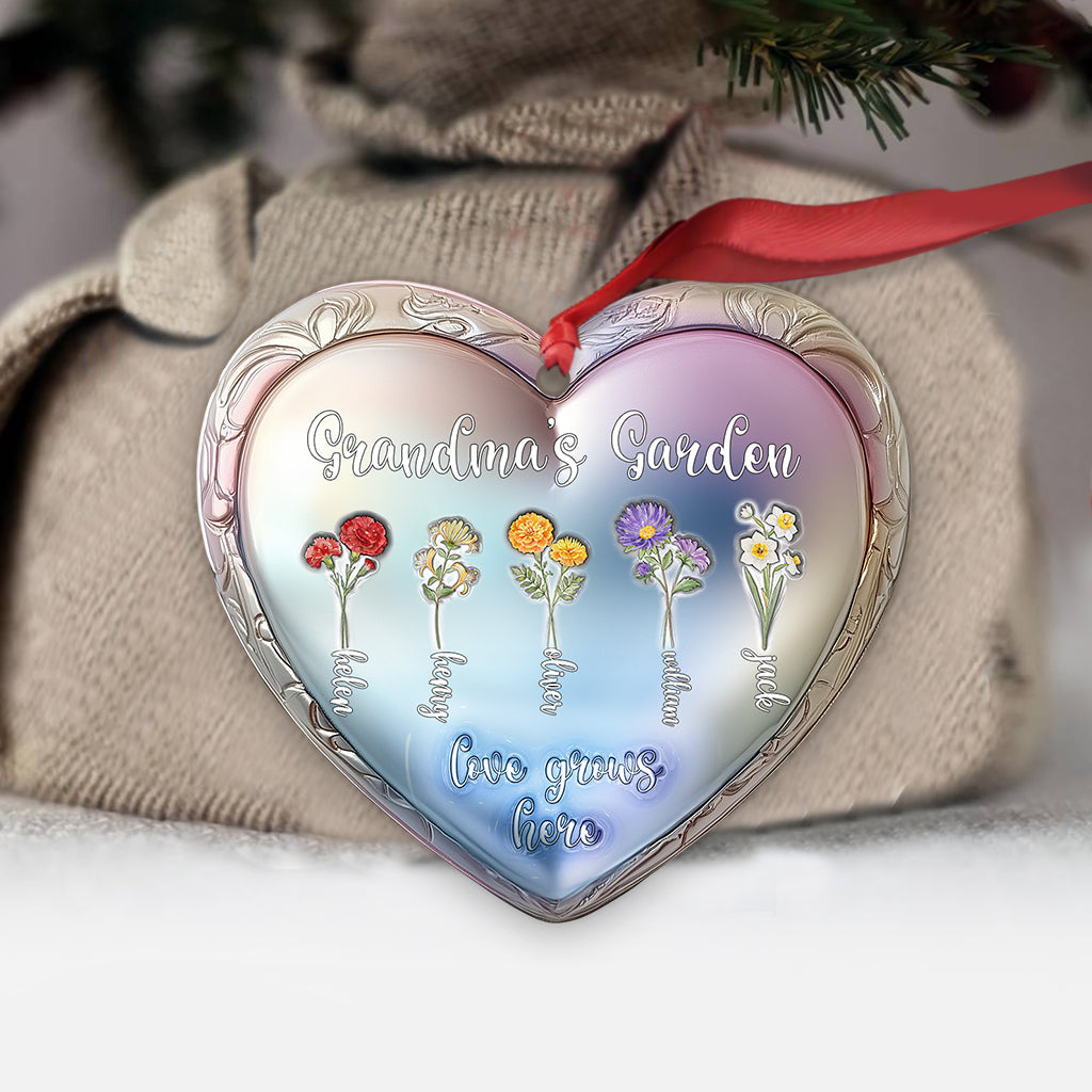 Grandma with Grandkid's Birth Flower - Personalized Grandma Ornament
