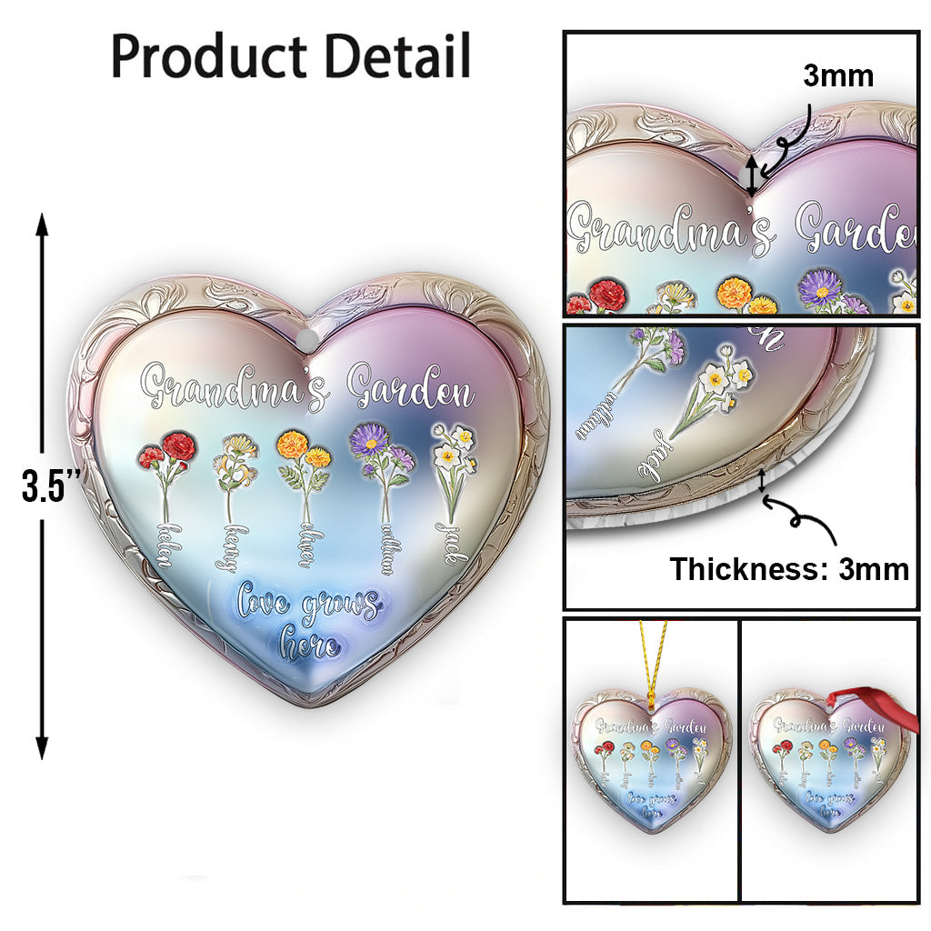 Grandma with Grandkid's Birth Flower - Personalized Grandma Ornament