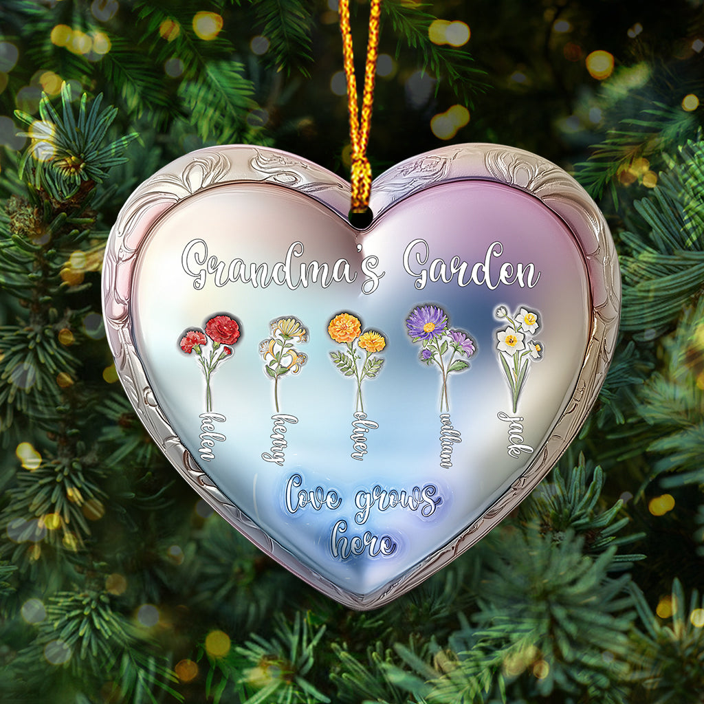 Grandma with Grandkid's Birth Flower - Personalized Grandma Ornament