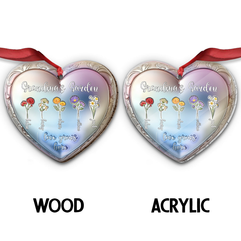 Grandma with Grandkid's Birth Flower - Personalized Grandma Ornament