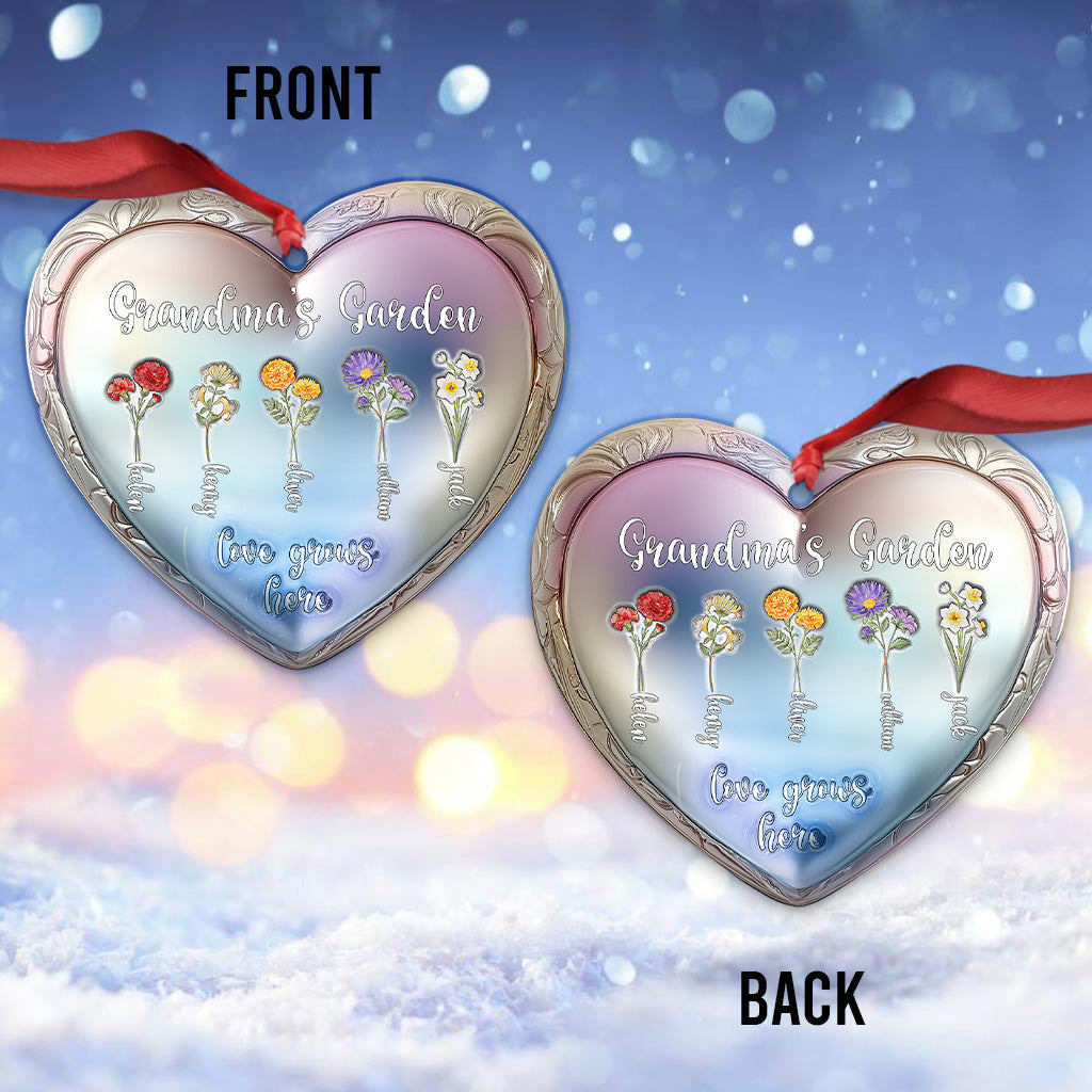 Grandma with Grandkid's Birth Flower - Personalized Grandma Ornament