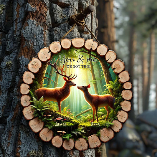 You & Me We Got This - Personalized Hunting Round Wood Sign