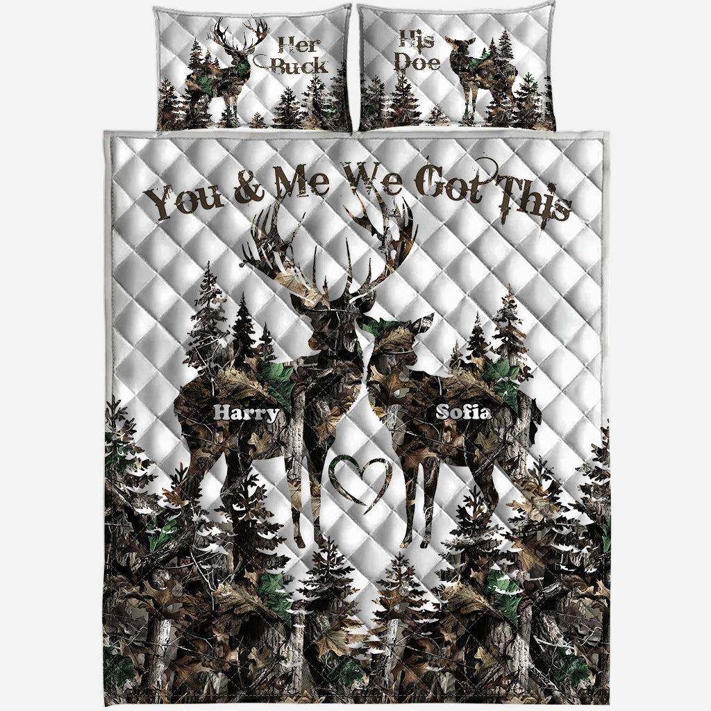 Her Buck His Doe - Personalisiertes Jagd-Quilt-Set
