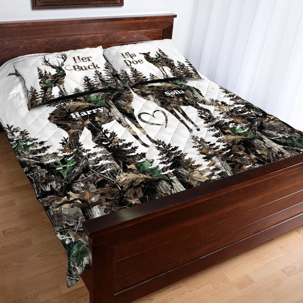 Her Buck His Doe - Personalisiertes Jagd-Quilt-Set