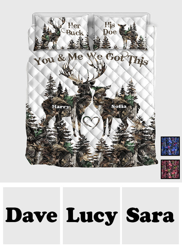 Her Buck His Doe - Personalisiertes Jagd-Quilt-Set