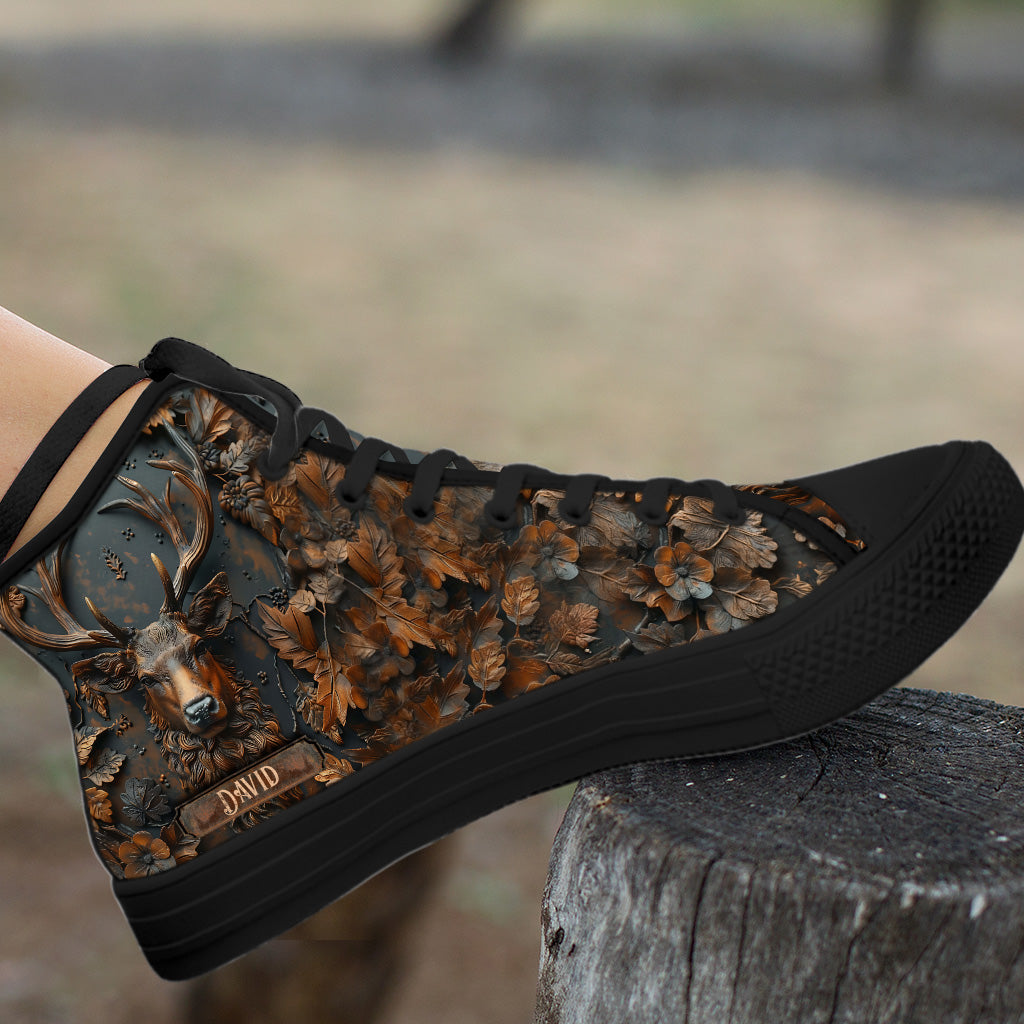 Stunning Deer - Personalized Hunting High Top Shoes