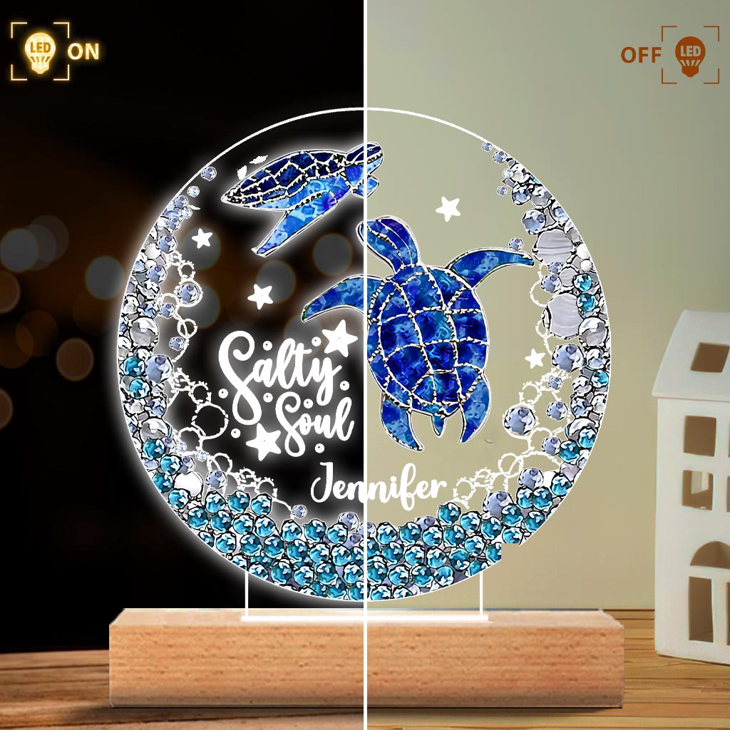 Salty Soul – Personalisierte, schildkrötenförmige Leuchtplatte