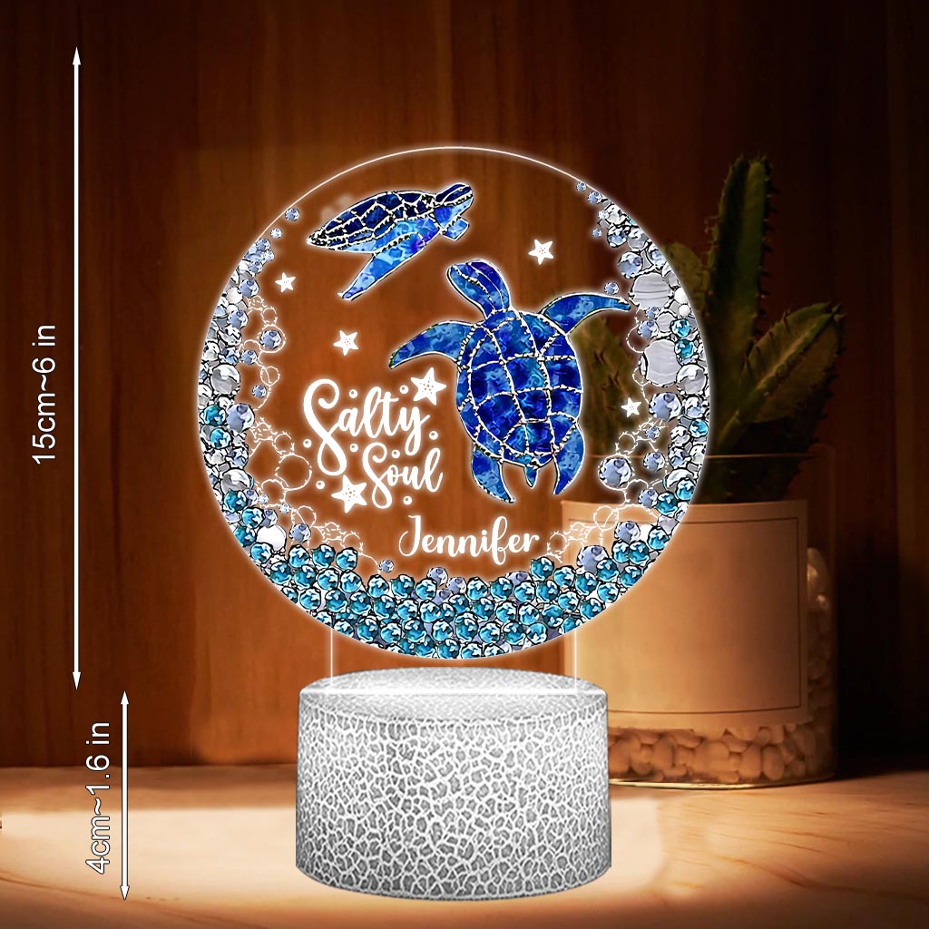 Salty Soul – Personalisierte, schildkrötenförmige Leuchtplatte