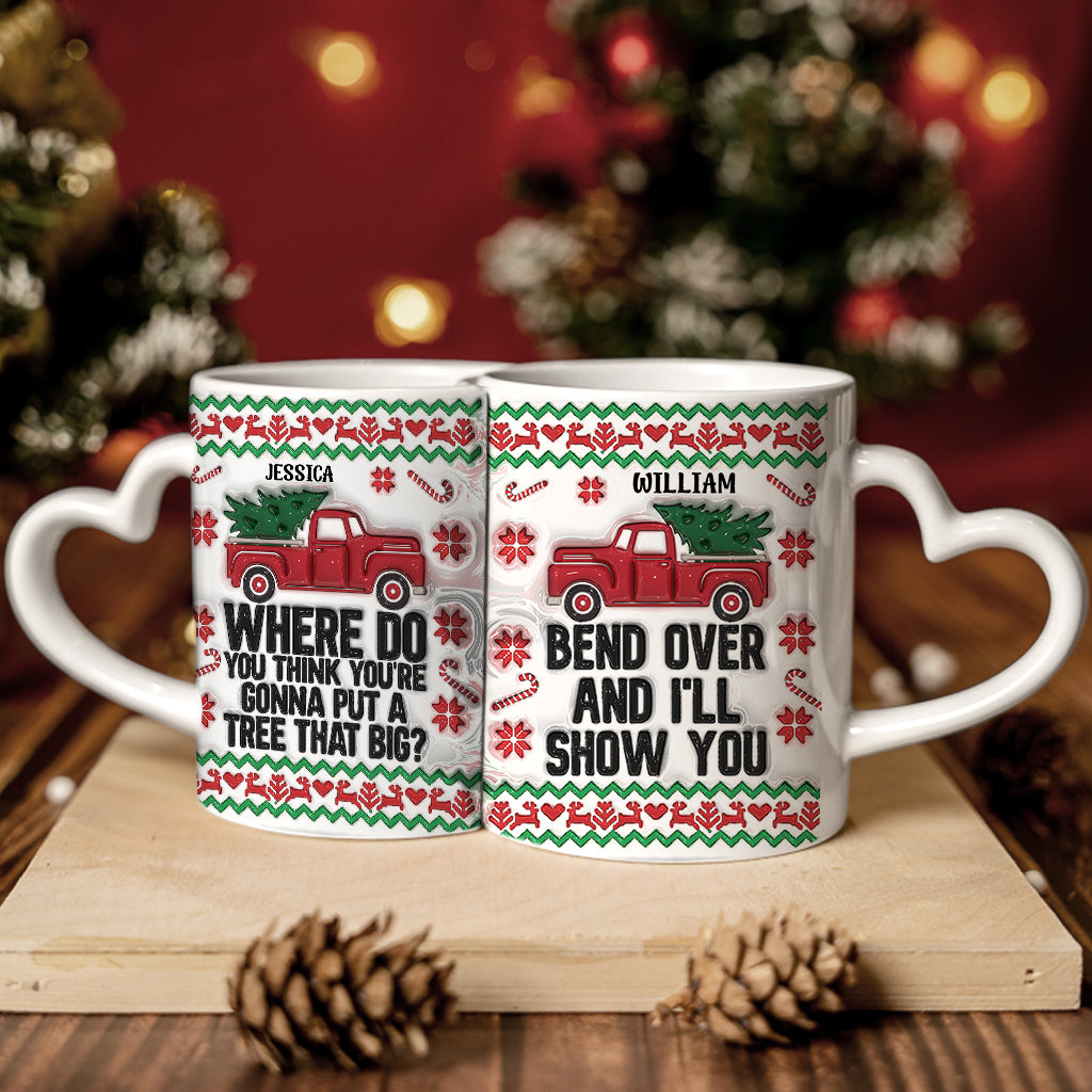 Beug dich vor und ich zeig's dir – Personalisierte Partnerbecher mit Herzgriff