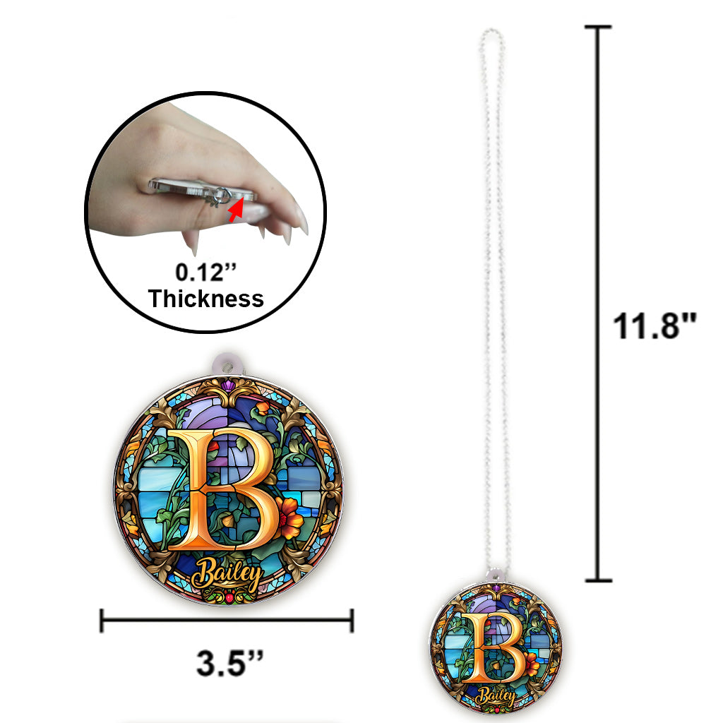 Stained Glass Letter - Personalized Family Car Ornament