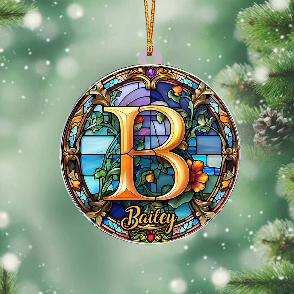 Stained Glass Letter - Personalized Family Ornament