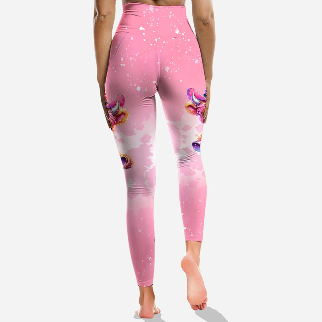 Cute Pink Highland Cow - Personalized Highland Cow Hoodie and Leggings