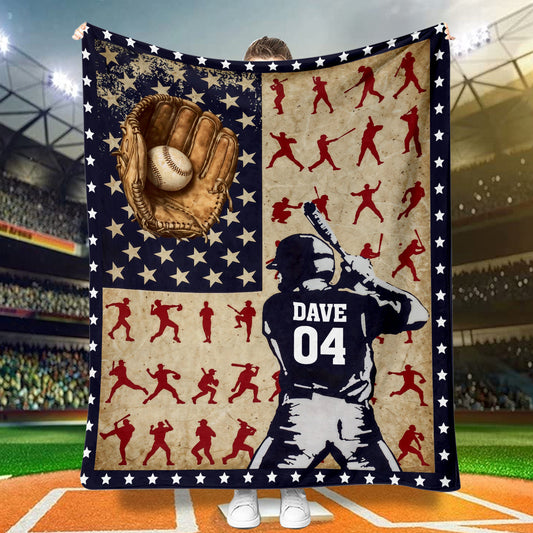 Beliebiger Name und Nummer - Personalisierte Baseballdecke