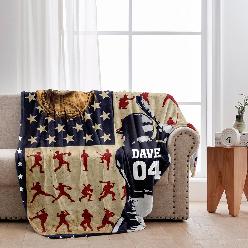 Any Name and Number - Personalized Baseball Blanket