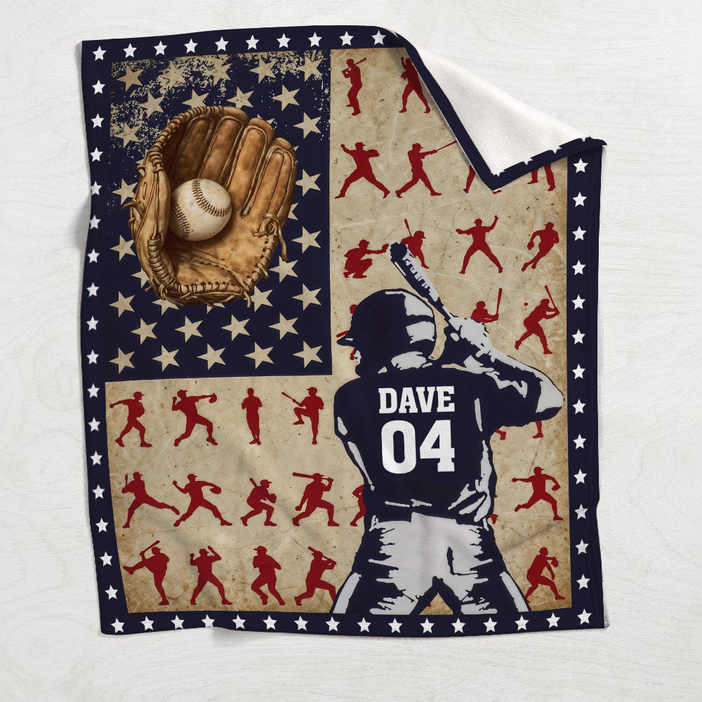 Any Name and Number - Personalized Baseball Blanket
