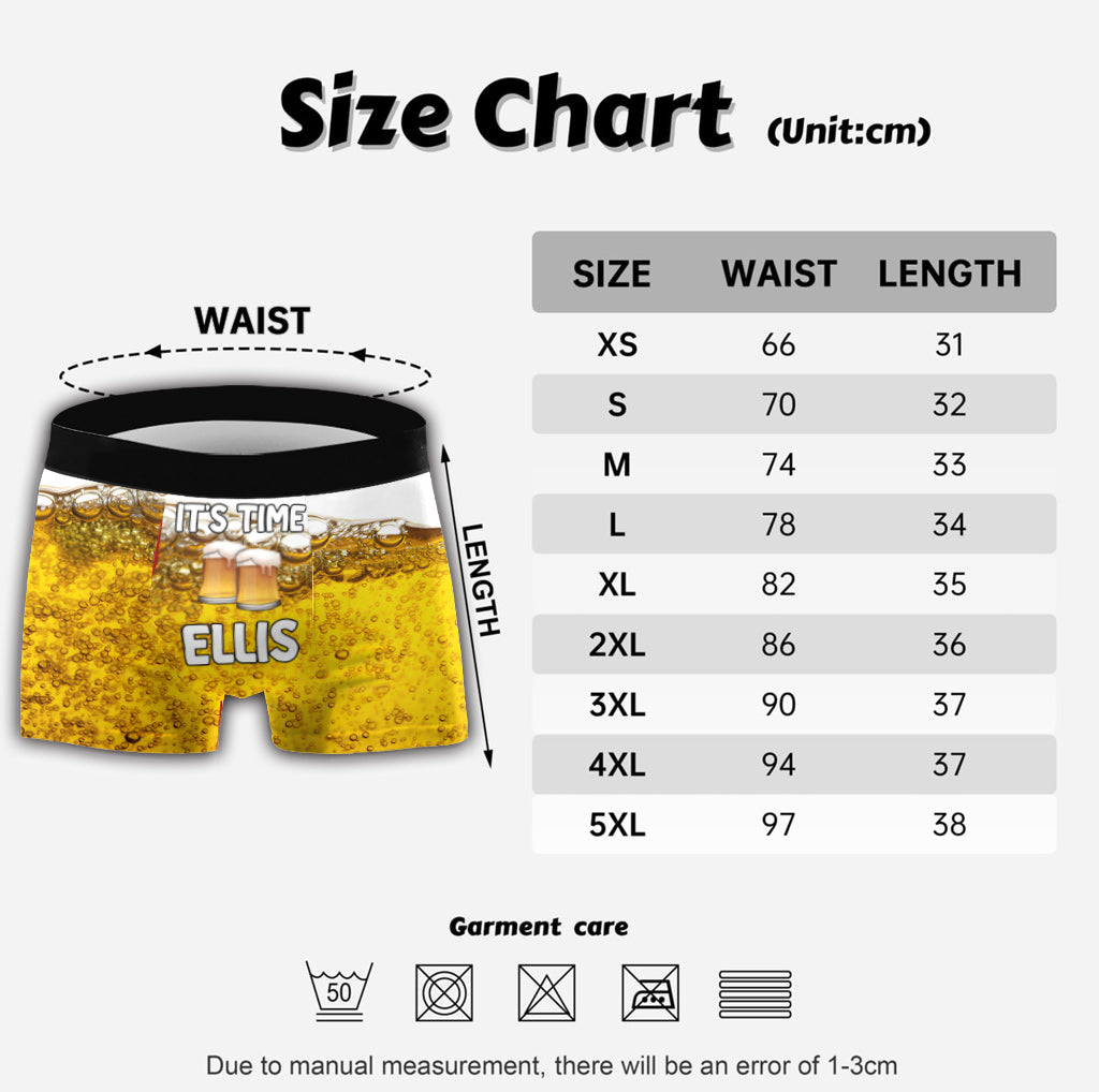 Es ist Zeit – personalisierte Bier-Boxershorts für Herren