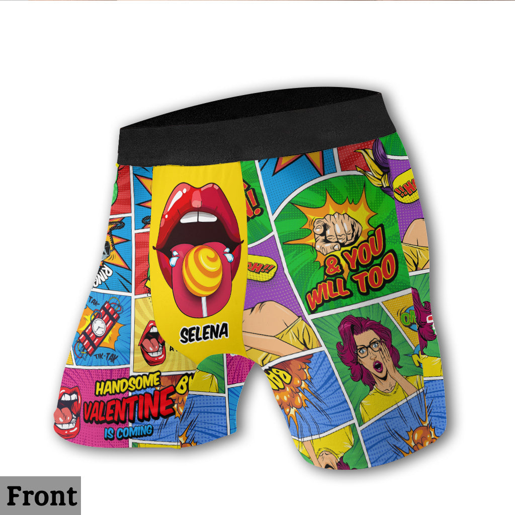 Valentine Is Coming - Personalized Couple Men’s Boxer Briefs