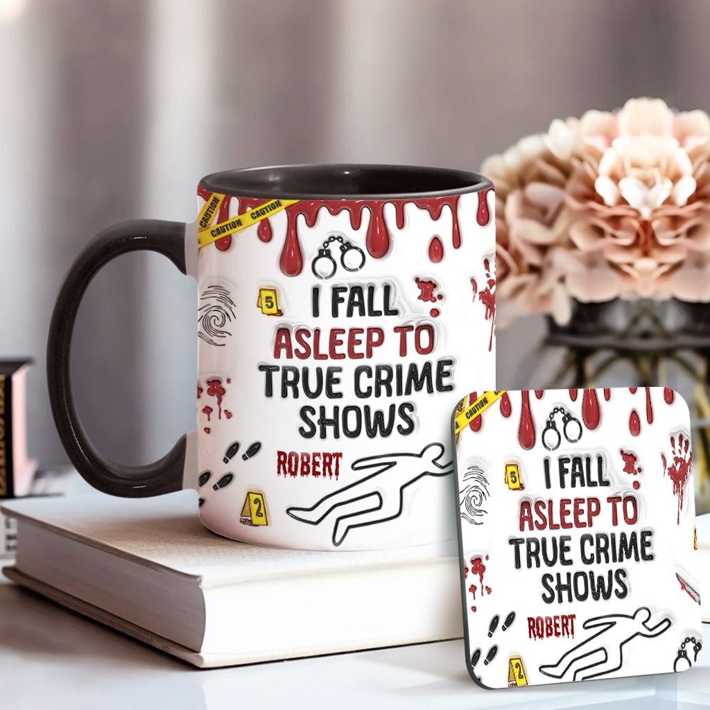 Ich schlafe zu True-Crime-Sendungen/Podcasts ein – personalisierte Tasse mit Akzent