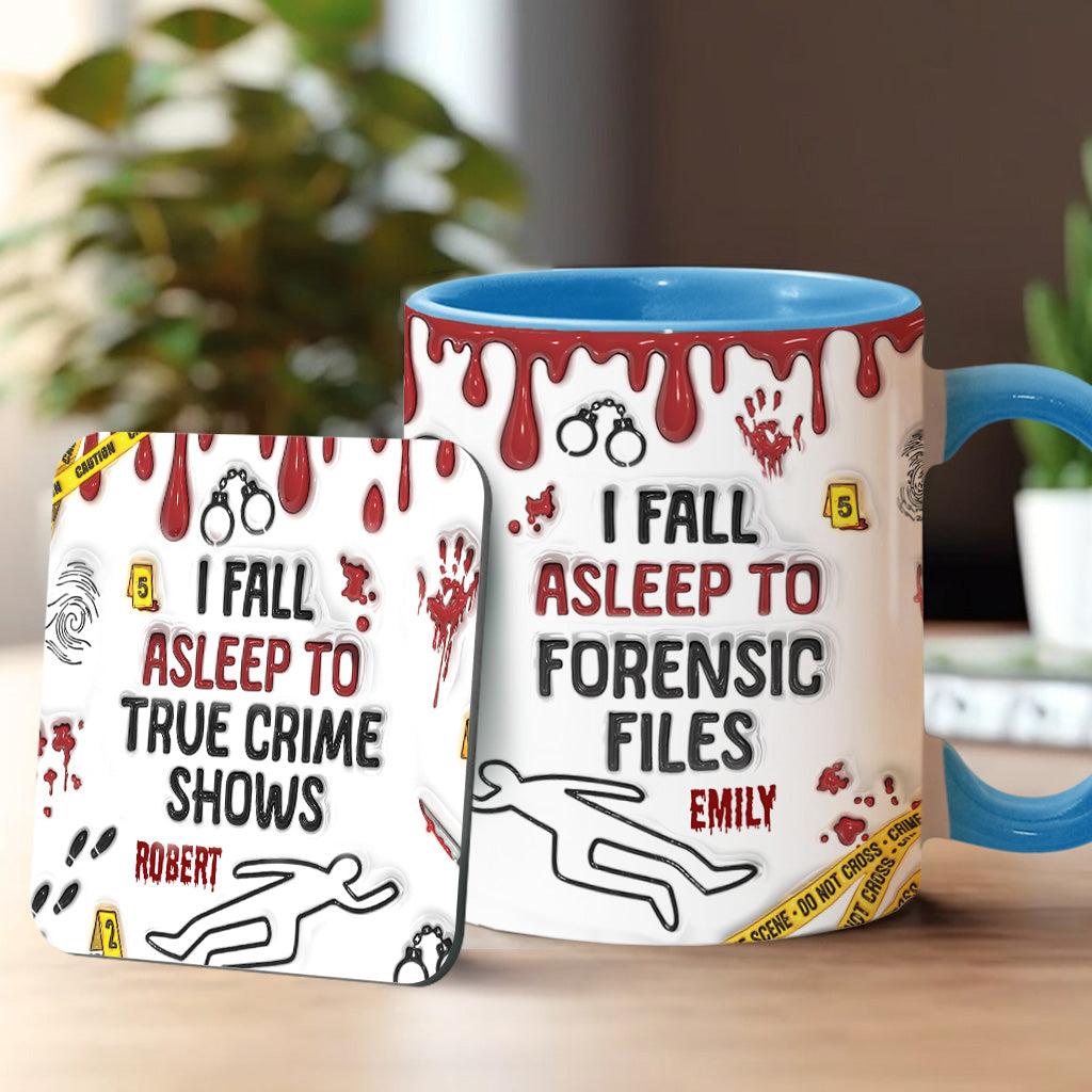 Ich schlafe zu True-Crime-Sendungen/Podcasts ein – personalisierte Tasse mit Akzent